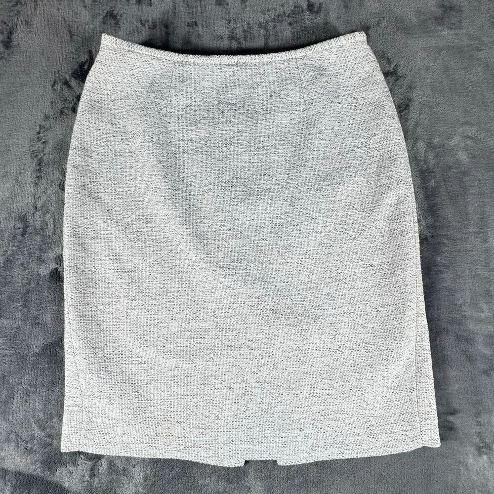 Calvin Klein Size 8 Women Light Gray Tweed Pencil Skirt Lined Textured Back Slit